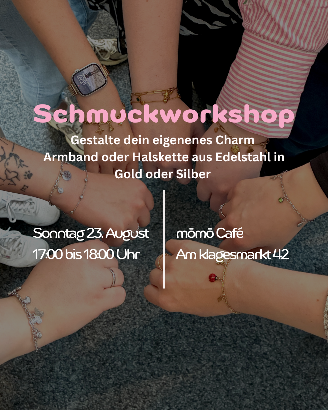 Charm Schmuck Workshop im mōmō Café Hannover 23. August